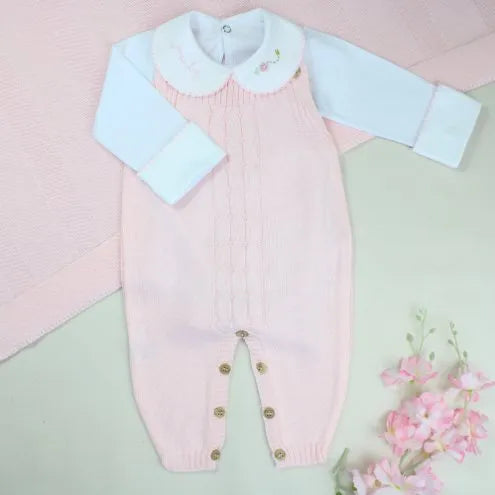 Saída De Maternidade Feminina Bebê Tricô Laura 7 peças - ACOMPANHA BODY PERSONALIZADO À MÃO                                                                        Rosa Pupurri